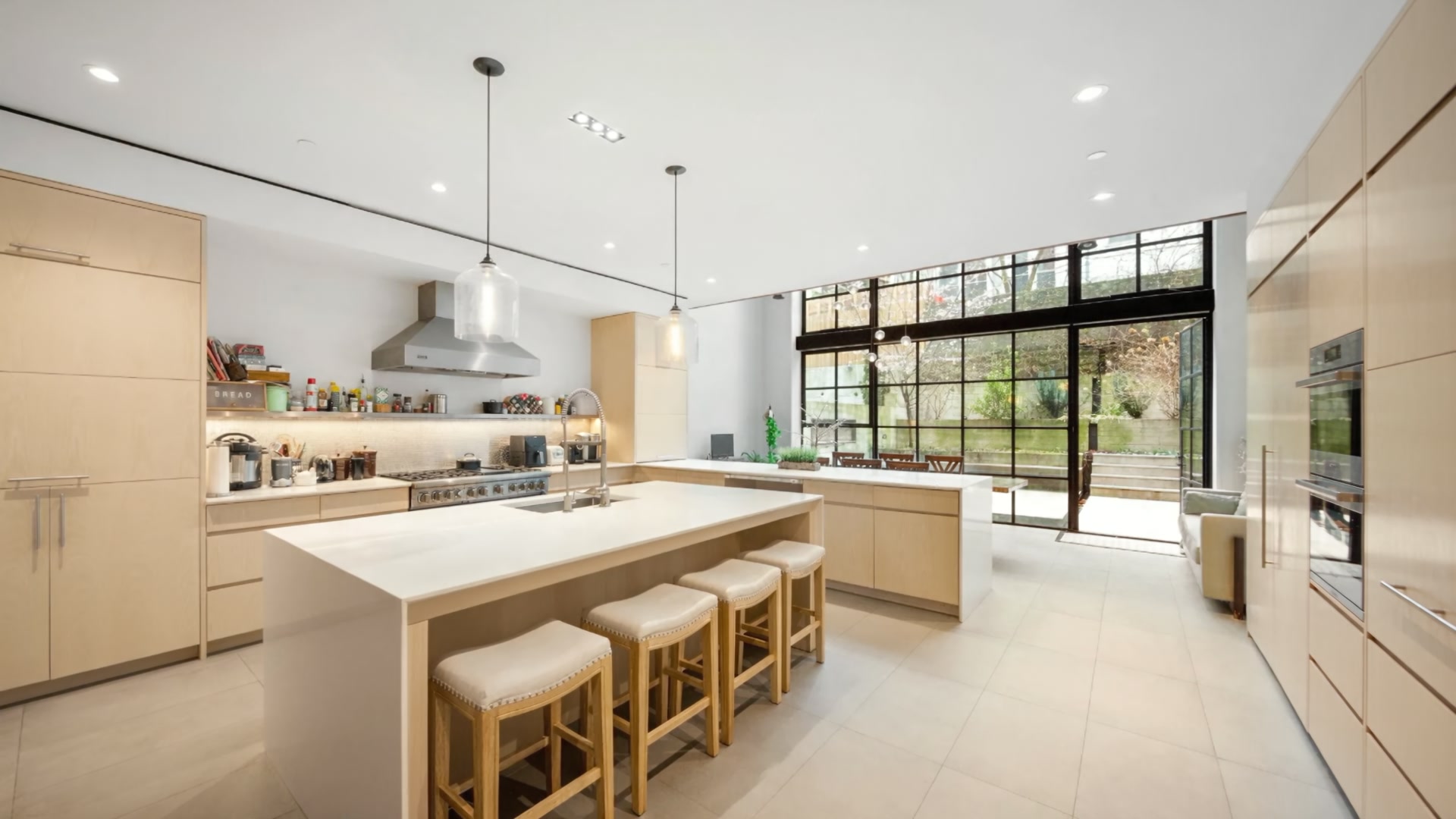 Source image of a bright garden kitchen